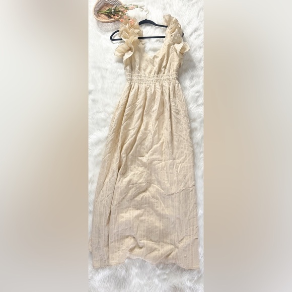 Anthropologie Mare Mare x cream striped maxi dress with pockets size XS - Picture 5 of 7